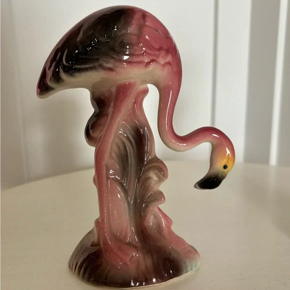 Vintage, mid-century Art Deco Style Pink Flamingo Ceramic Figurines. - Picture 6 of 8